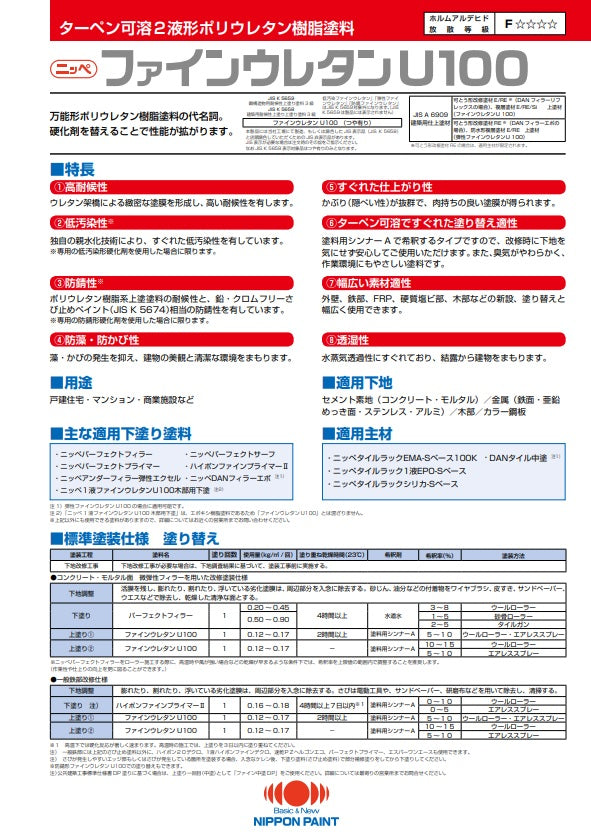 ファインウレタンU100＋ファイン中塗DPセット 防錆形ファインウレタンU100 アクセントカラー セット ニッぺ